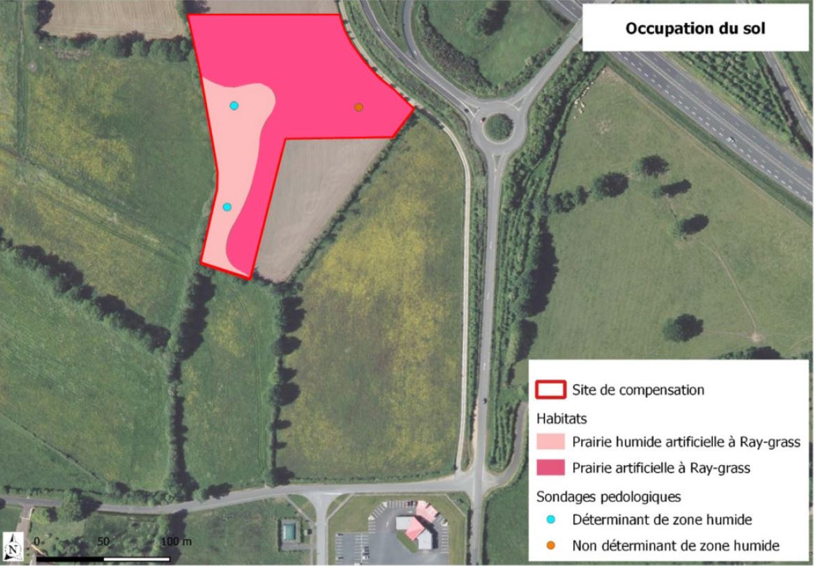 implantation de la zone humide compensatoire sur le chantier unitri